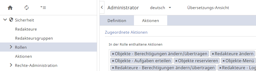 Rollen direkt einer Aktion zuweisen Rollen direkt einer Aktion zuweisen