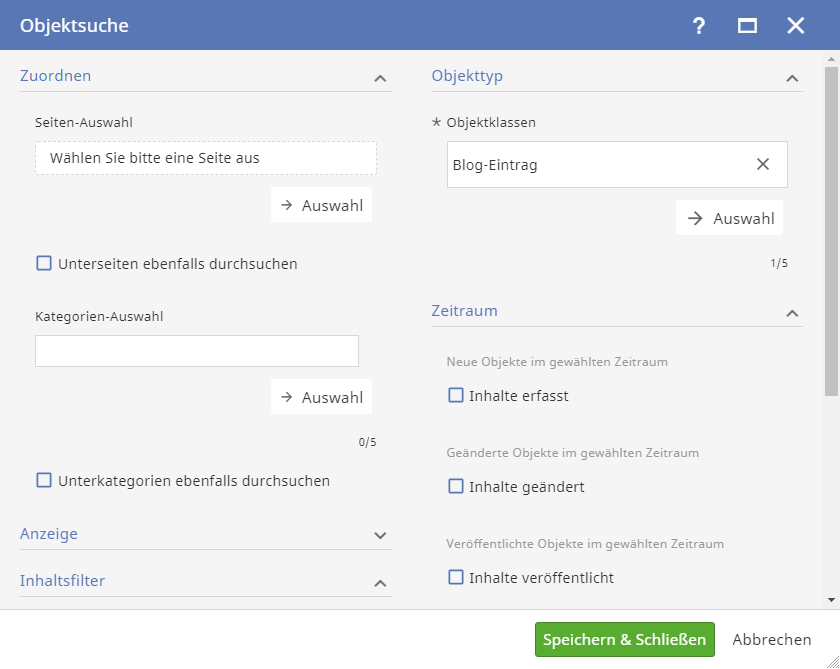 Automatic output of objects with the Object search Automatic output of objects with the Object search