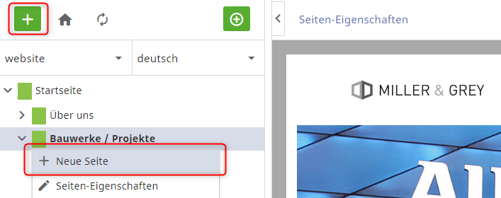 Quickly create new pages Quickly create new pages