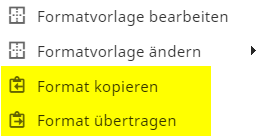 Copy und transfer format Copy und transfer format