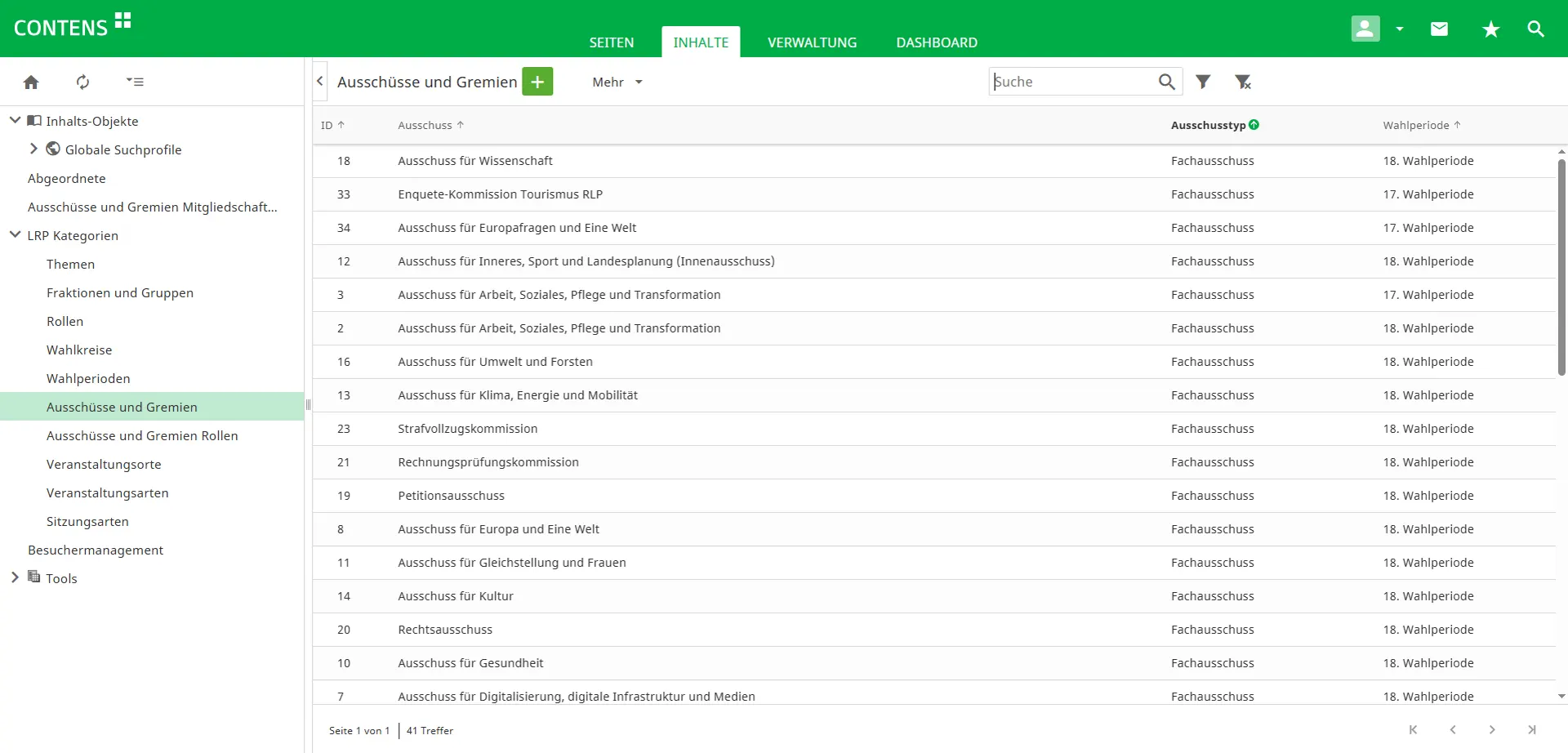 Management of committees and boards in CONTENS CMS Management of committees and boards in CONTENS CMS