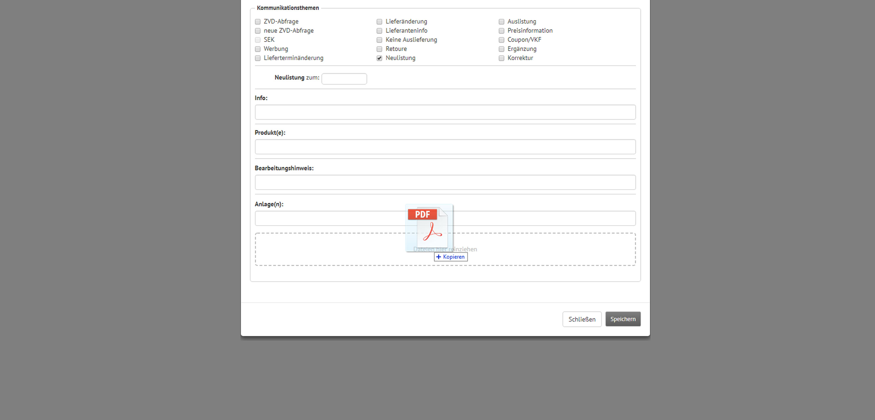 CONTENS Filial-Info: Drag & Drop